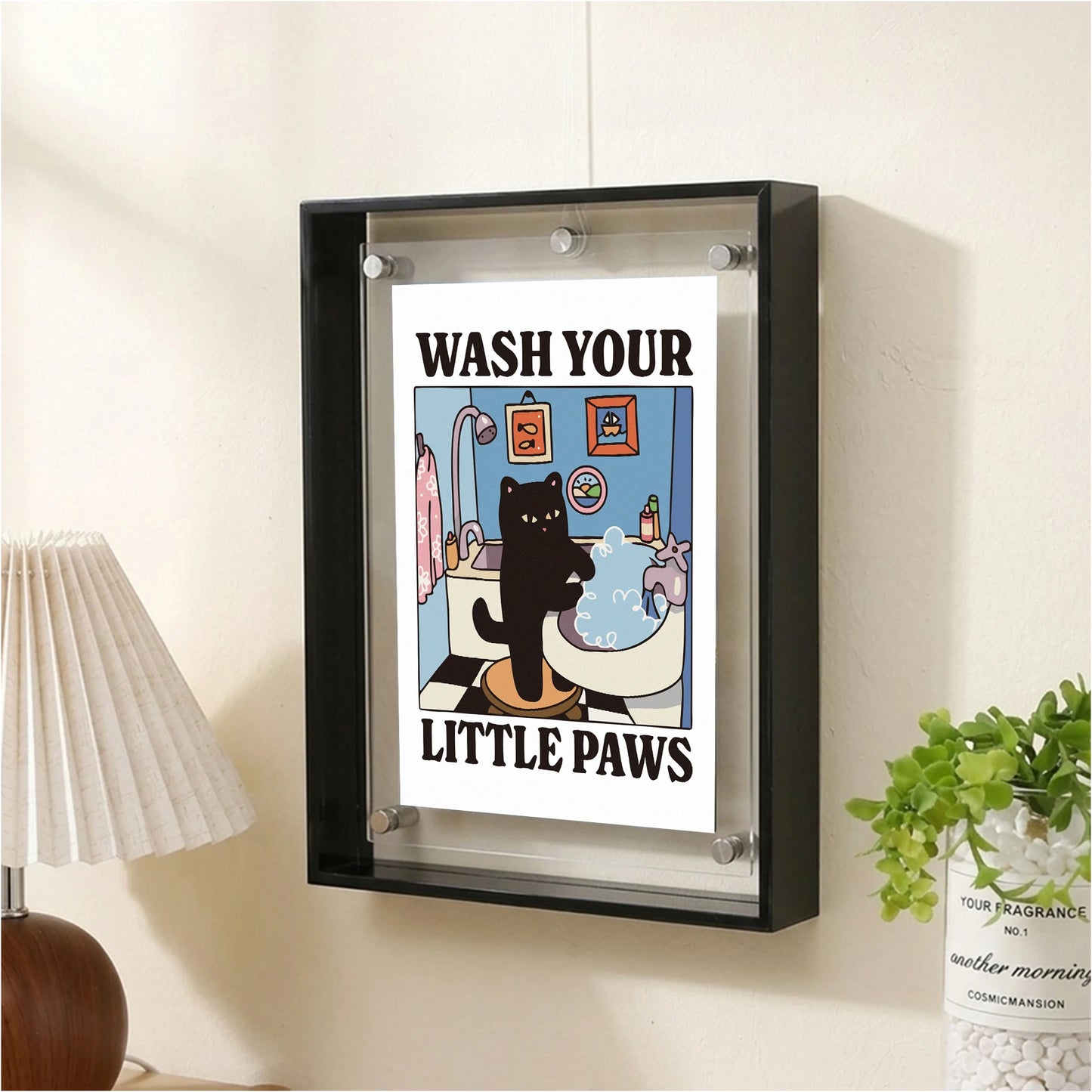 Acrylic "Wash Your Paws" Wall Photo Frame | Square & Rectangle