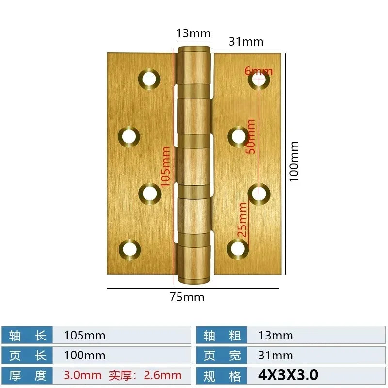 stainless steel Mute Hinge Room Door 4 Inch Bearings Hinges 3mm Thick Heavy Doors Strong Load Bearing Gemel Furniture Hardware Peaceful Pleasures Health and Wellness golden 4 inch