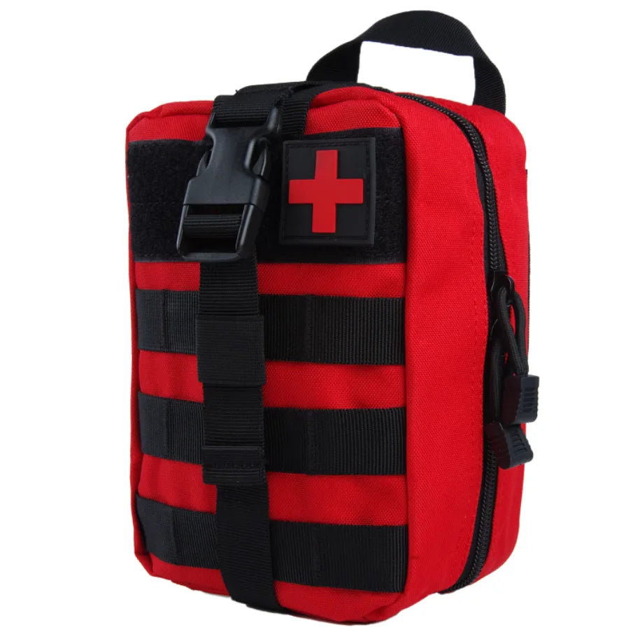 First Aid Bag Camping Tactical Medical Pouch EMT Emergency Survival Kit Hunting Outdoor Box Large Size 800D Nylon Bag Package Peaceful Pleasures Health and Wellness Red 1