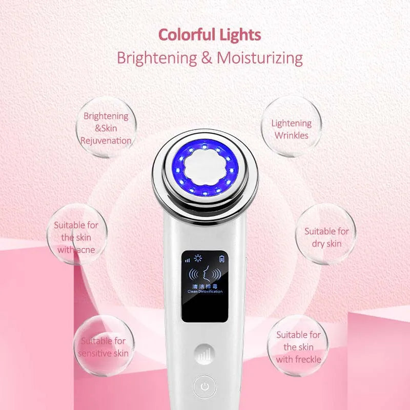 Handheld Multi-function Facial Beauty Massager with USB Rechargeable White/Pink Color Pore Removal & Anti-Puffiness Peaceful Pleasures Health and Wellness