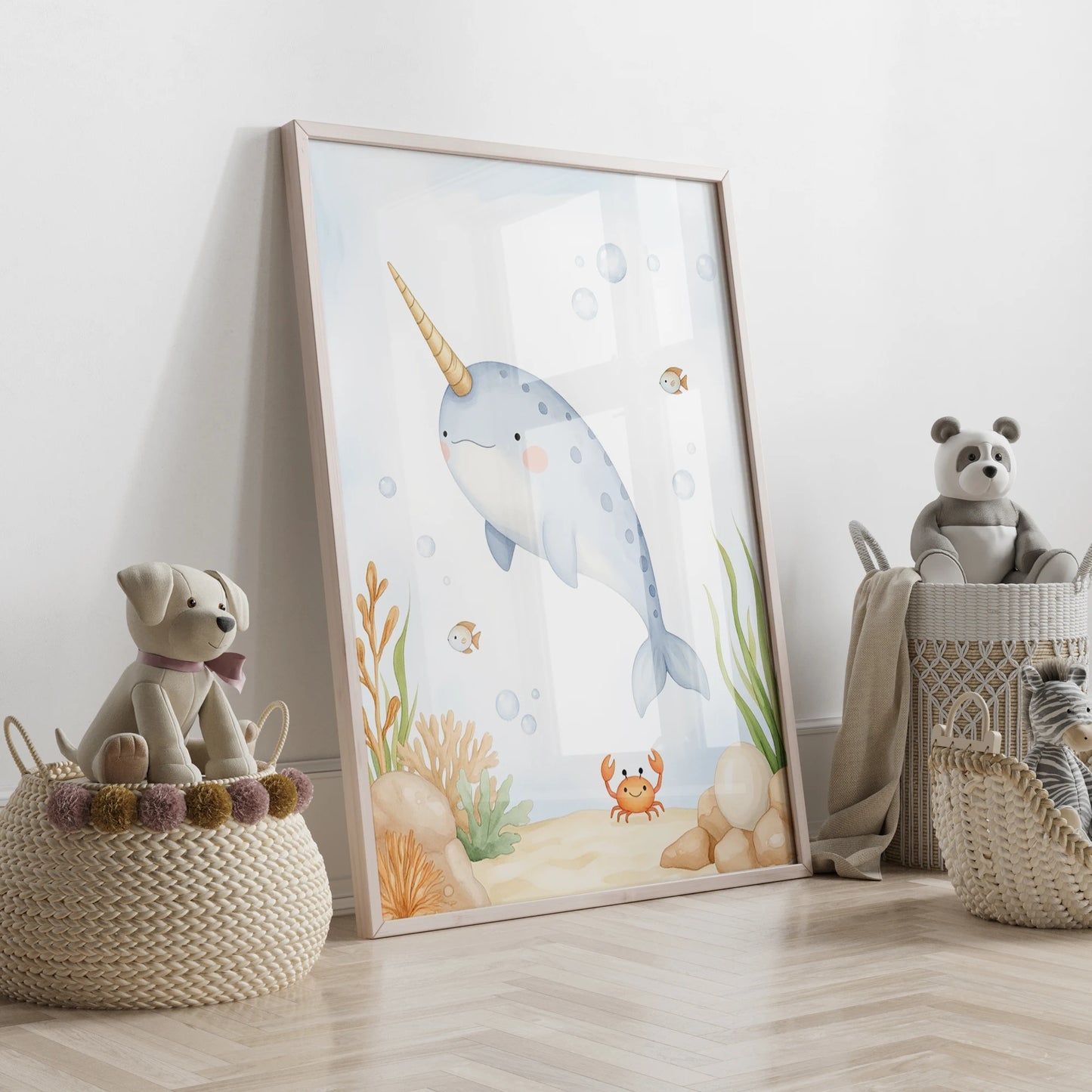 3-Piece Cartoon Octopus Whale Canvas Wall Art | Kids Room Decor