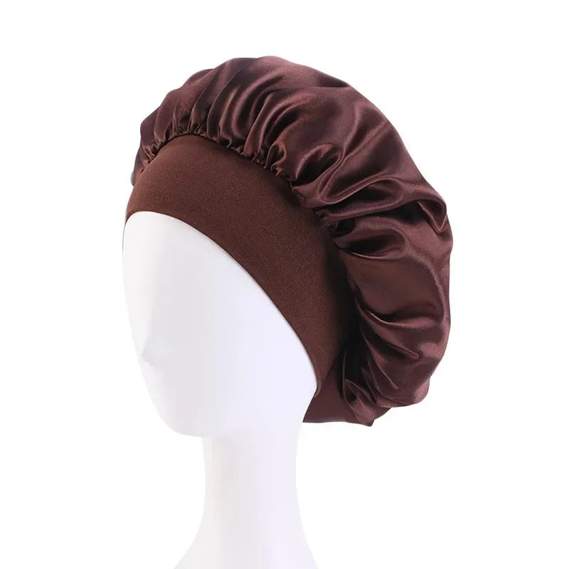 Women's Satin Sleep Bonnet | Wide Brim, Elastic Band Hair Care