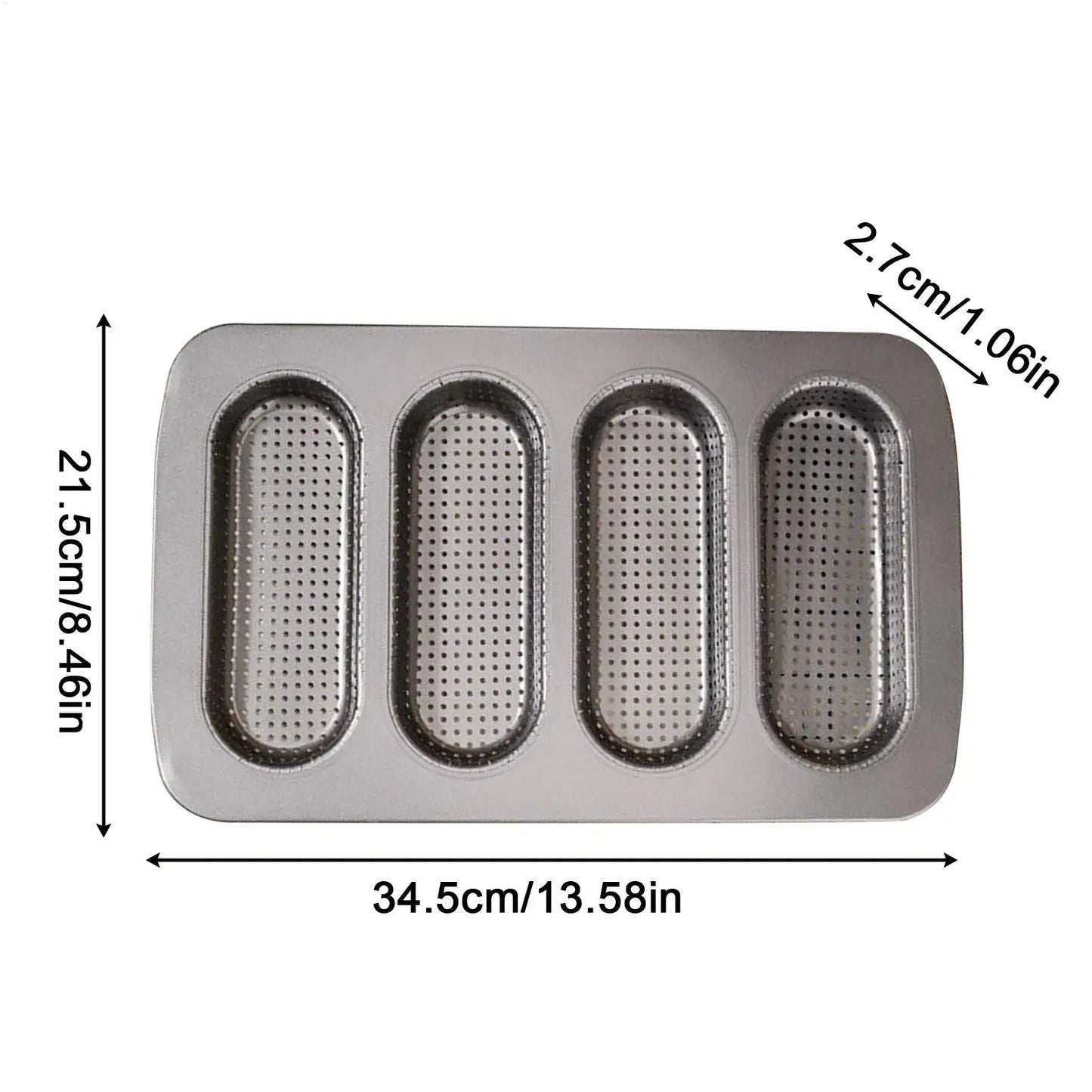 4-Cavity Carbon Steel Non-Stick Hot Dog Bun Baking Pan Bun Baking Pan Peaceful Pleasures Health and Wellness