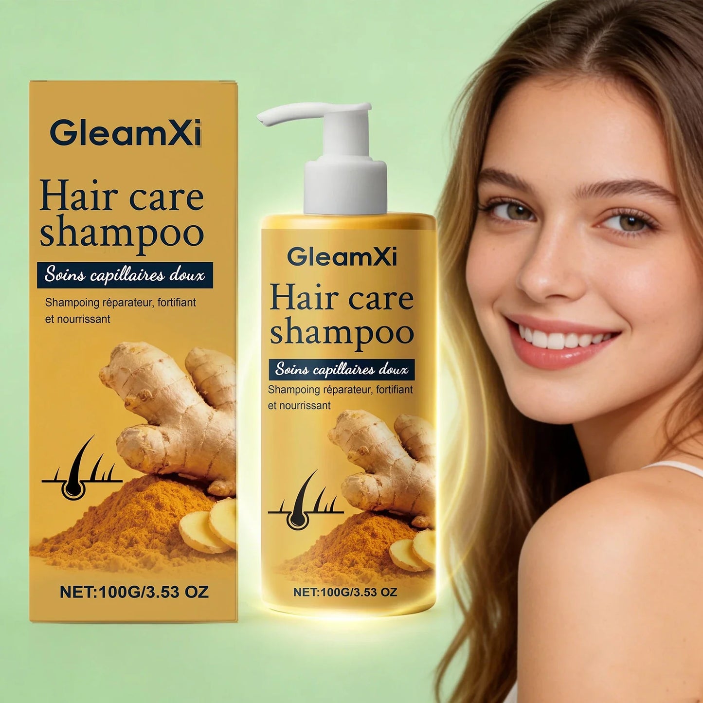 Gleamxi Ginger Shampoo – Oil Control, Dandruff & Hair Growth