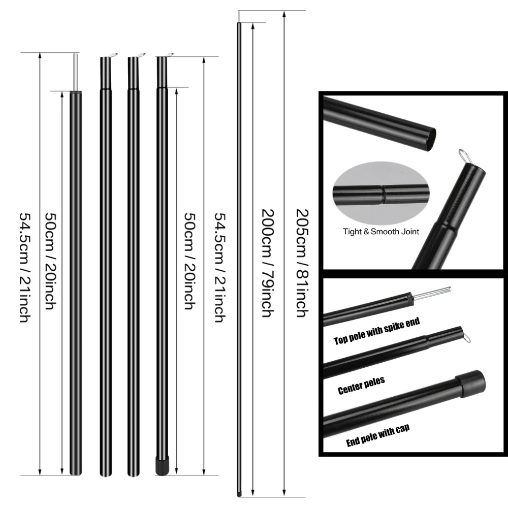 Car Tent Telescopic Pole with 2/4Pc Suction Cup Adjustable Aluminium Alloy Tent Rods for Trailor Hiking Camping Awning Shelters Peaceful Pleasures Health and Wellness