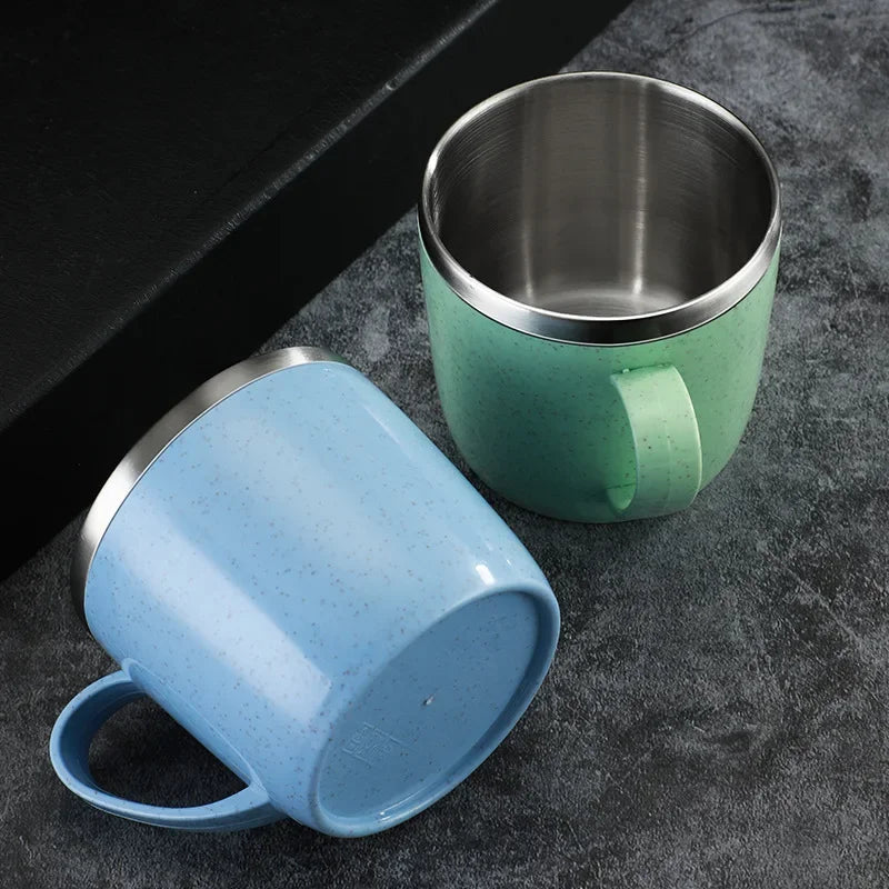 Double-Wall Stainless Steel Insulated Mug – Anti-Scald, Shatterproof, with Handle for Coffee, Tea & Milk