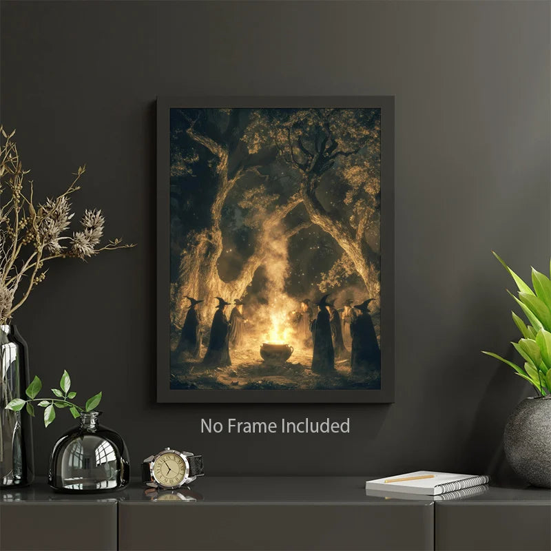 Vintage Gothic Witch Wall Art Print | Dark Academia Halloween Decor Canvas Wall Art Print Peaceful Pleasures Health and Wellness