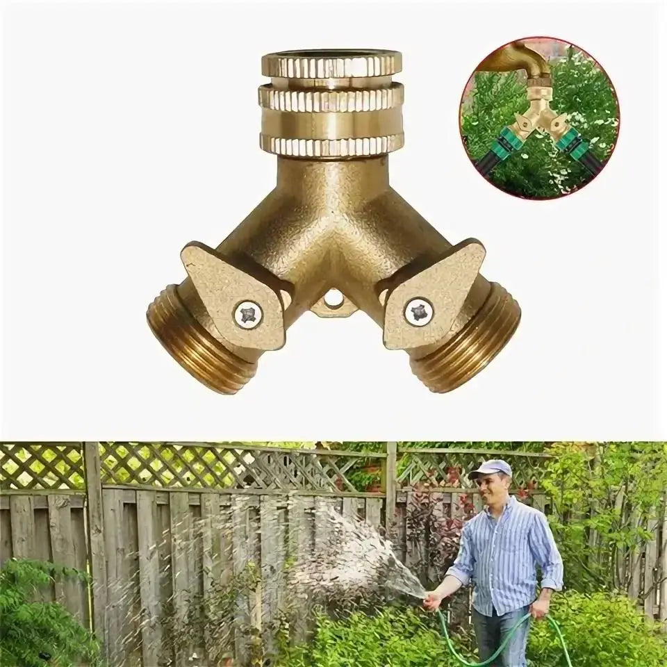 3/4" 2-Way Garden Hose Splitter with Dual Shut-Off Valves