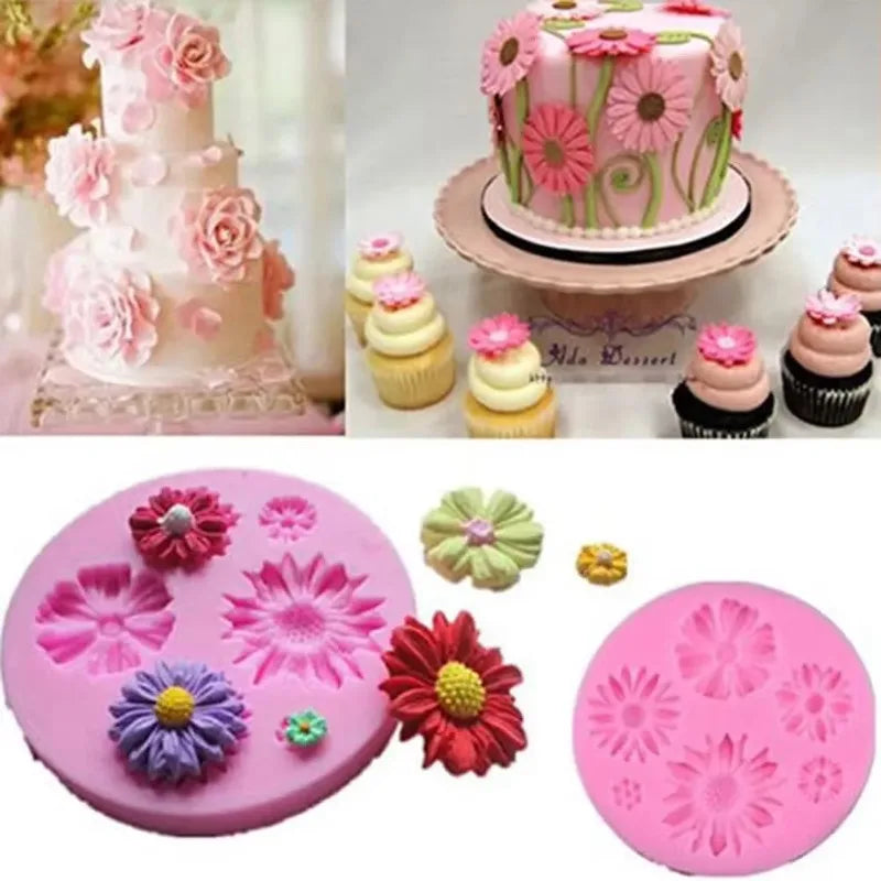 3D Daisy Flower Silicone Molds Fondant Craft Cake Chocolate Ice