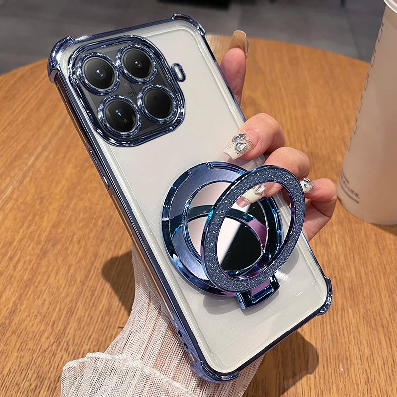 Xiaomi 15T 17T Pro Glitter Mirror Magnetic Stand Phone Case