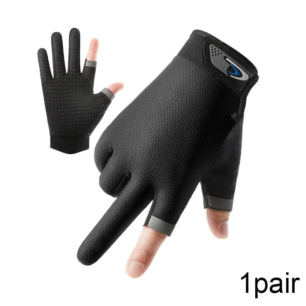 Ice Silk Fingerless UV Gloves for Cycling, Fishing & Driving