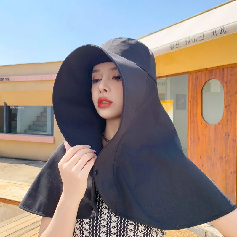 Women's Wide Brim UV Sun Hat with Neck & Face Shield