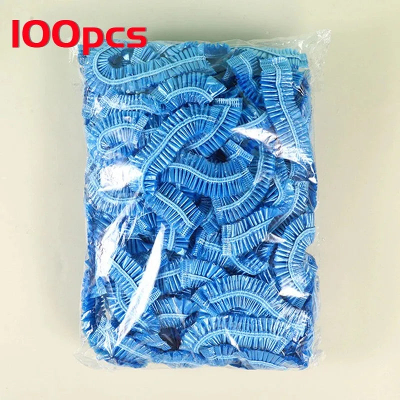 Disposable Shower Caps 100-Pack – Waterproof Elastic Hair Cover
