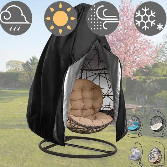 Hanging Chair Cover with Zipper Waterproof Anti UV Weather Resisatant Outdoor Garden Swing Egg Chair Seat Furniture Protector Peaceful Pleasures Health and Wellness