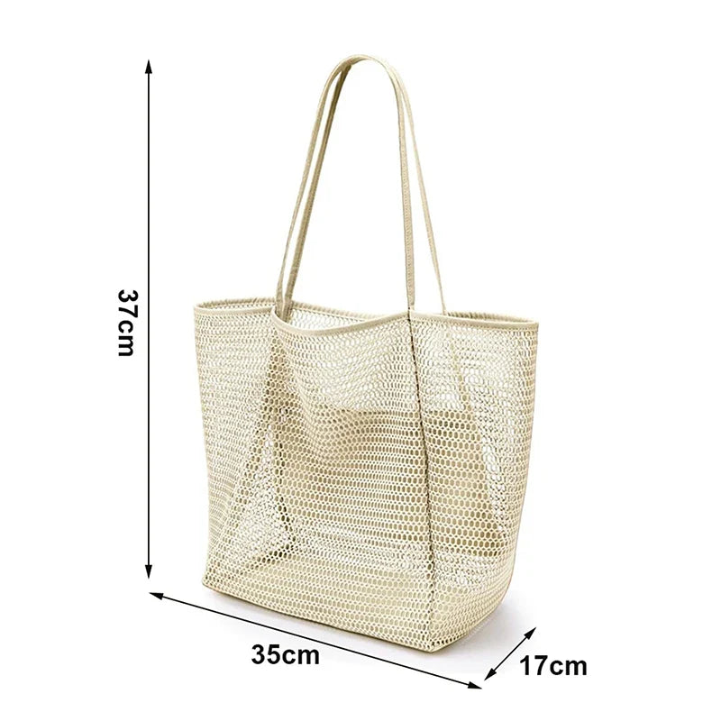 Women's Lightweight Mesh Tote Bag – Breathable Summer Shoulder Bag