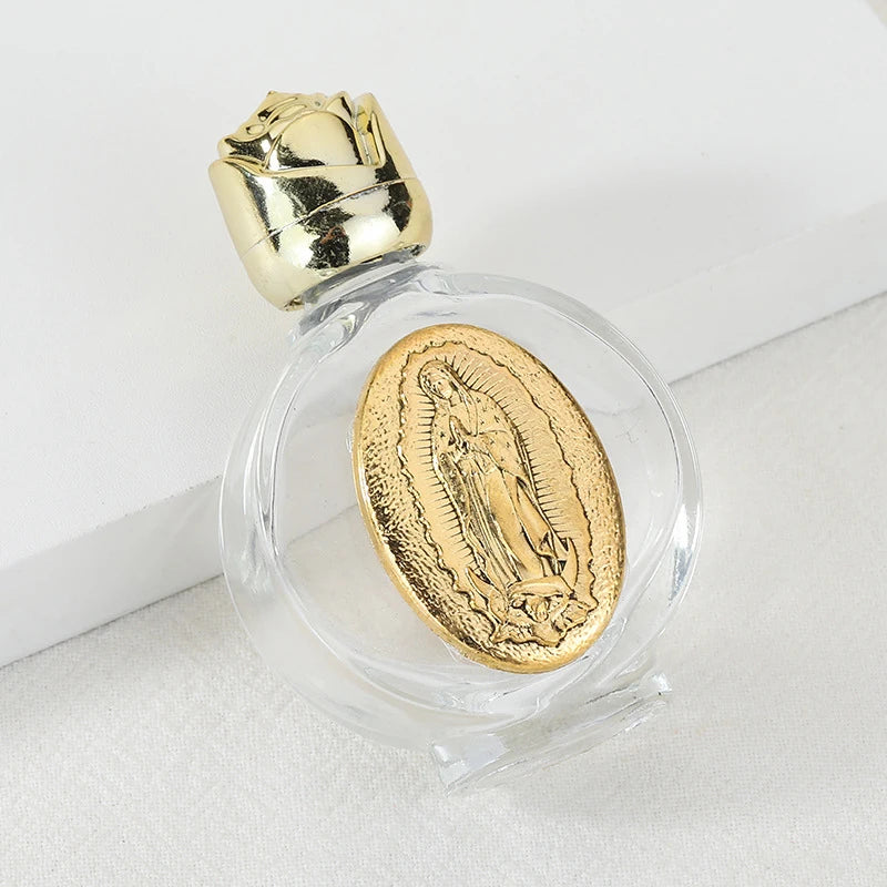 Beautiful Gold Rose Crystal Glass Empty Holy Water Jesus Bottle Religious Bottle Christian Baptism Supplies Gift Peaceful Pleasures Health and Wellness A2