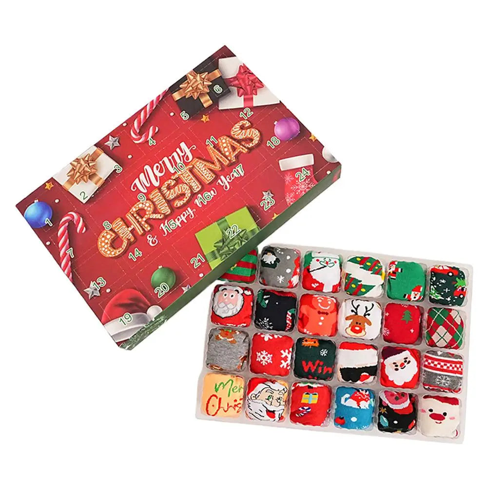 12Pairs Christmas Stocking Gift Box Christmas 24 Day Countdown Blind Box Christmas Socks Soft Breathable Stocking Stuffer Peaceful Pleasures Health and Wellness Red3 35-39