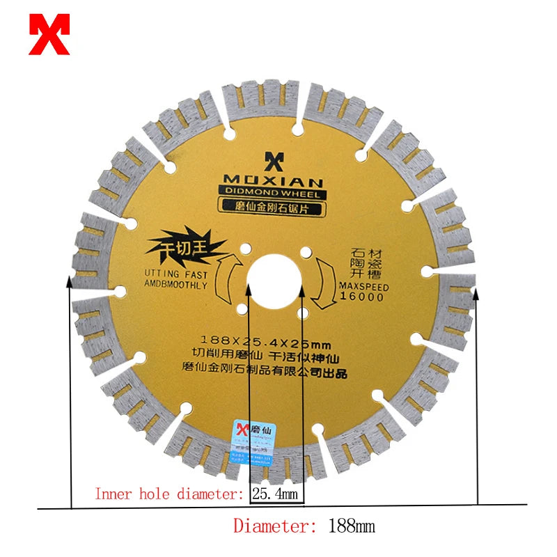 1Pcs 114/125/158/188mm Diamond Saw Blade Dry Cutting Disc for Marble Tile Concrete Quartz Stone Granite Concrete Cutting Discs Peaceful Pleasures Health and Wellness