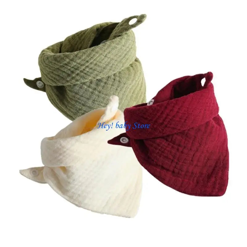 Baby Muslin Drool Bibs 3-Pack | Soft Absorbent Cotton Teething