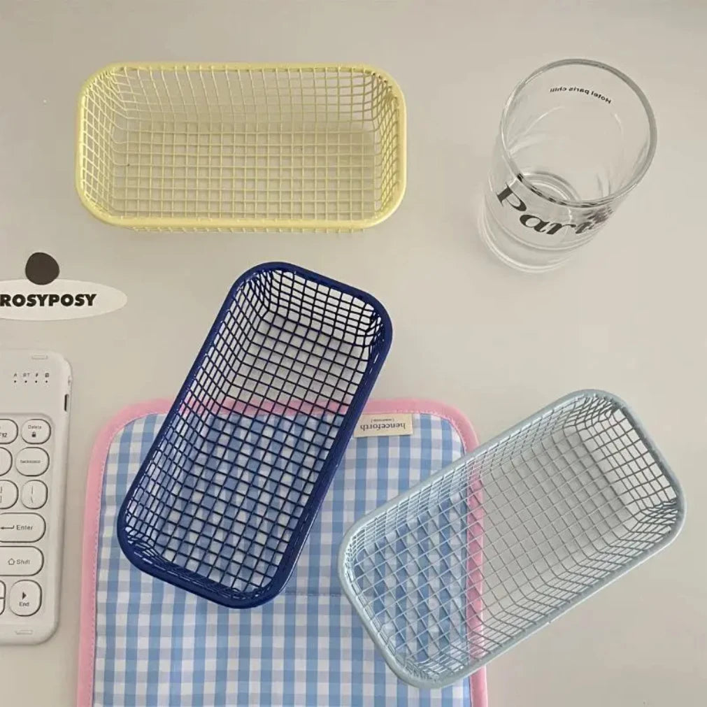 Metal Desktop Storage Basket – Desk Organizer & Sorting Holder