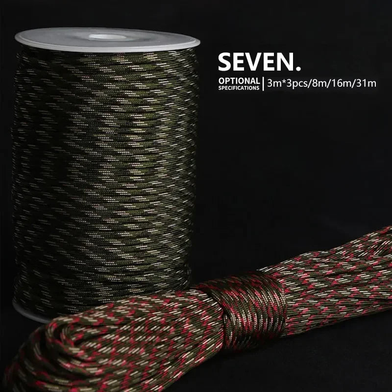 7 Cores 550 Paracord Cord 5 8 16 31 M Dia.4mm For Outdoor Camping Survival Lanyard Parachute Rope Hiking Tent Accessories Peaceful Pleasures Health and Wellness