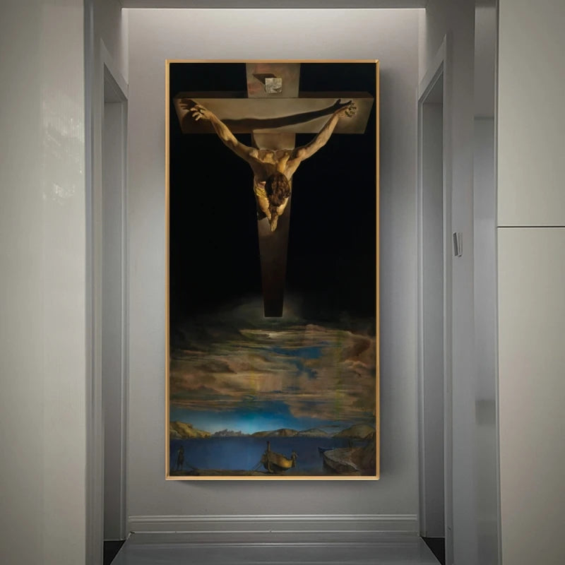 Salvador Dali The Christ Giclee Oil Paintings on The Wall Posters and Print Wall Hanging Pictures for Home Living Room Decor Peaceful Pleasures Health and Wellness