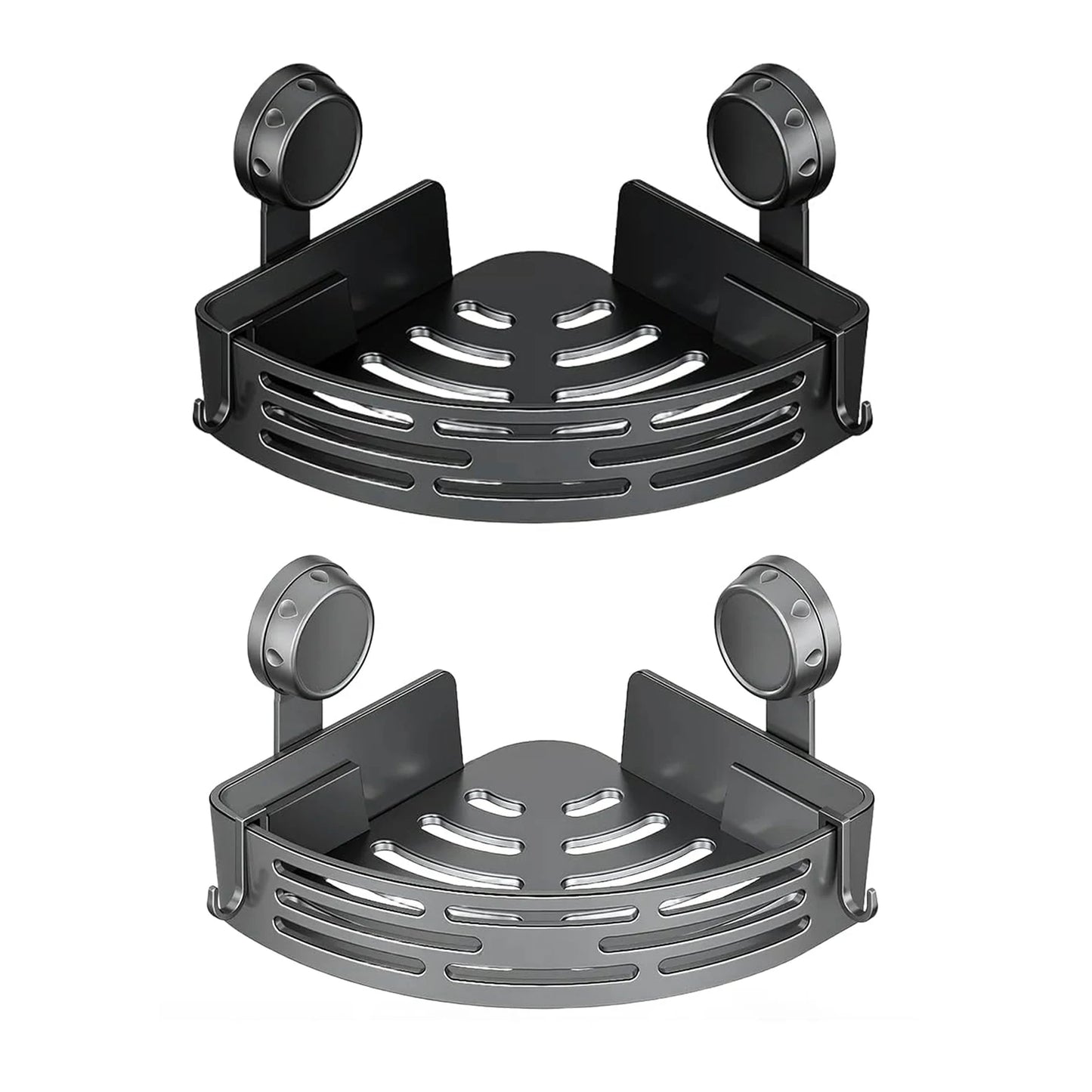Corner Suction Cup Shower Caddy with Hooks No Drilling Removable Bathroom and Kitchen Storage Organizer for Bathrooms Storage Peaceful Pleasures Health and Wellness