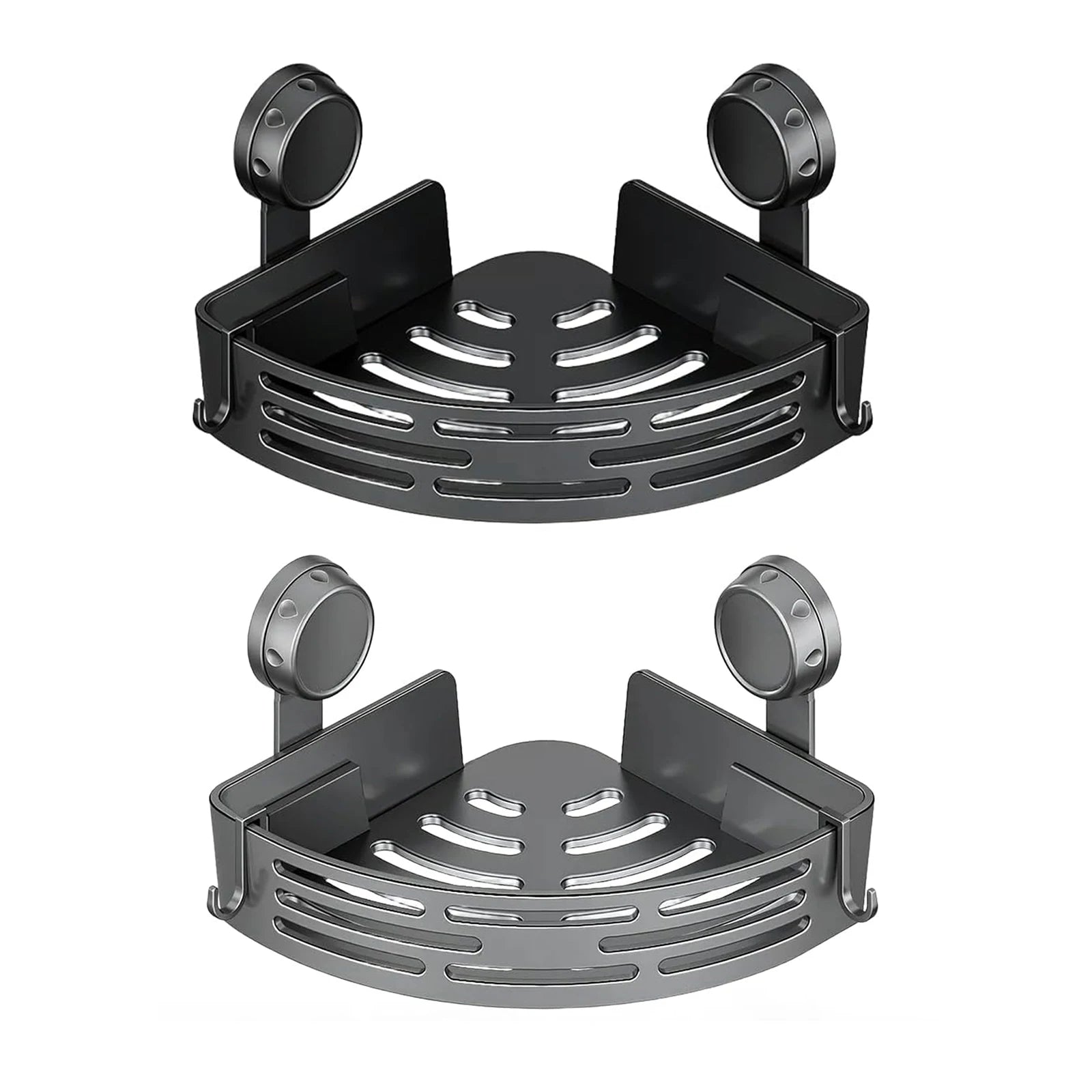 Corner Suction Cup Shower Caddy with Hooks No Drilling Removable Bathroom and Kitchen Storage Organizer for Bathrooms Storage Peaceful Pleasures Health and Wellness