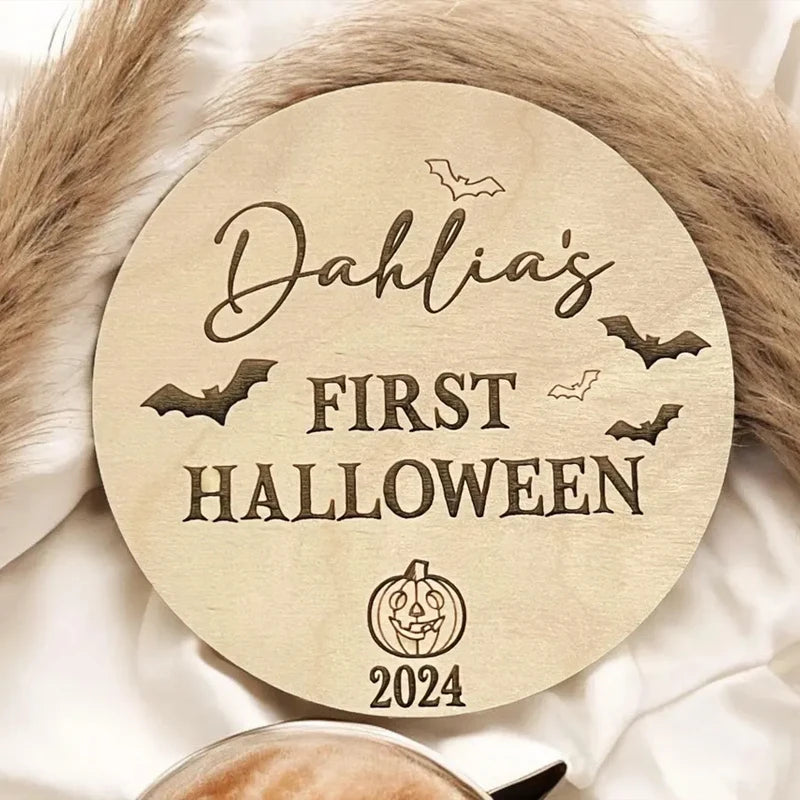 Personalized Baby's First Halloween Wooden Name Plaque Keepsake Personalized Keepsake Plaque Peaceful Pleasures Health and Wellness