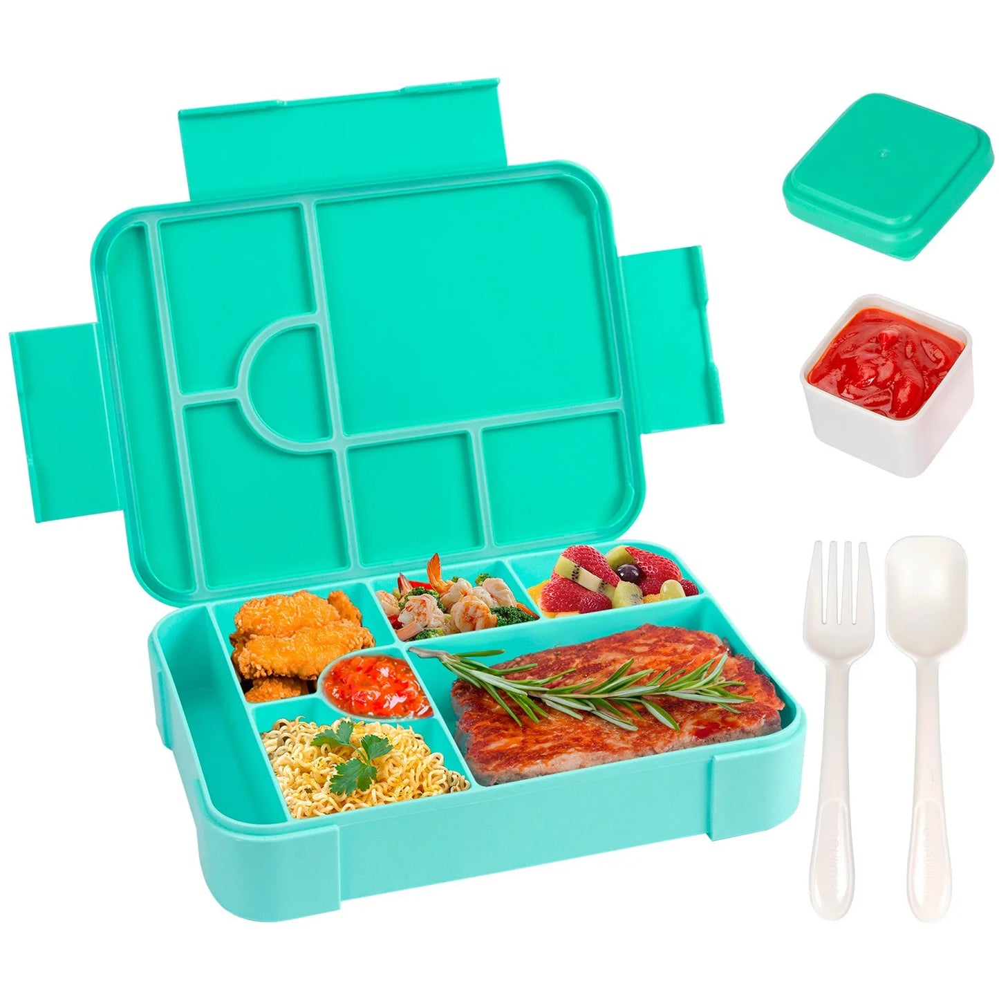 Kids Cartoon Bento Lunch Box – Leakproof Divided Microwave-Safe Food Container for School