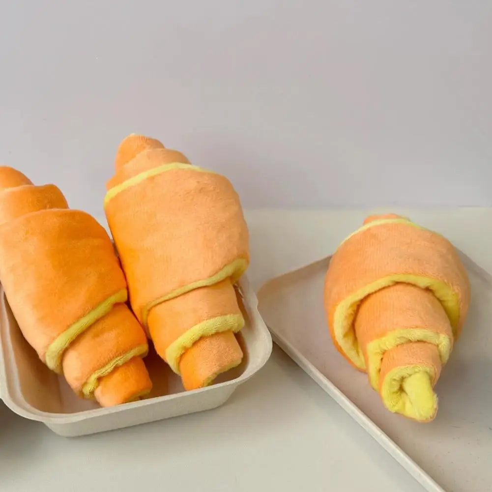 Snuffle Croissant Dog Toy – Plush Squeaky Treat Puzzle