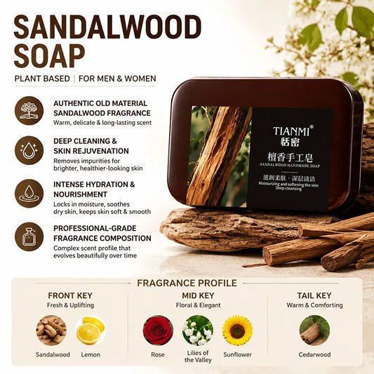 Sandalwood Handmade Bar Soap – Plant-Based Body Soap for All Handmade Bar Soap Peaceful Pleasures Health and Wellness