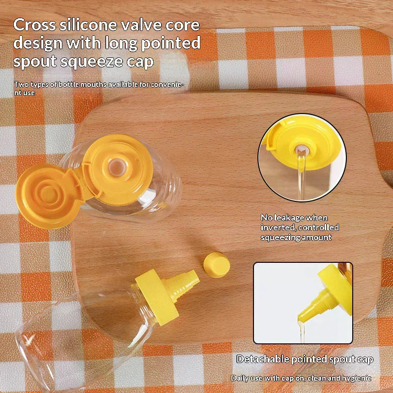 Reusable Clear Squeeze Honey Bottle with Lid | Plastic Dispenser