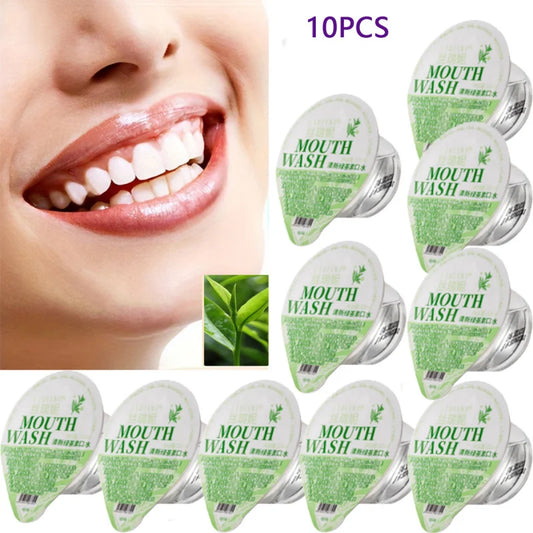 10PCS Jelly Cup Mouthwash Independent Set with Green Tea Flavor 12ml Clean Oral Portable Disposable Peaceful Pleasures Health and Wellness
