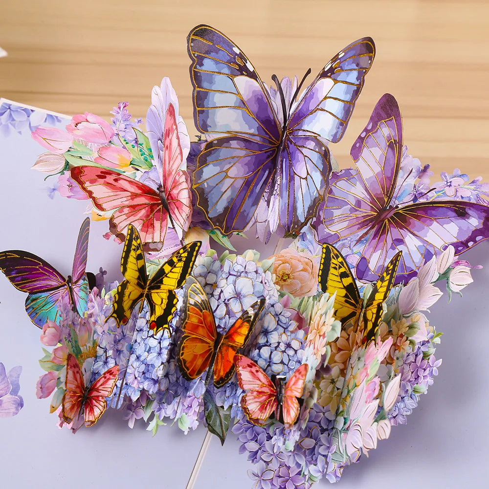 Colorful Butterfly Series 3D Stereoscopic Handmade Card Folding