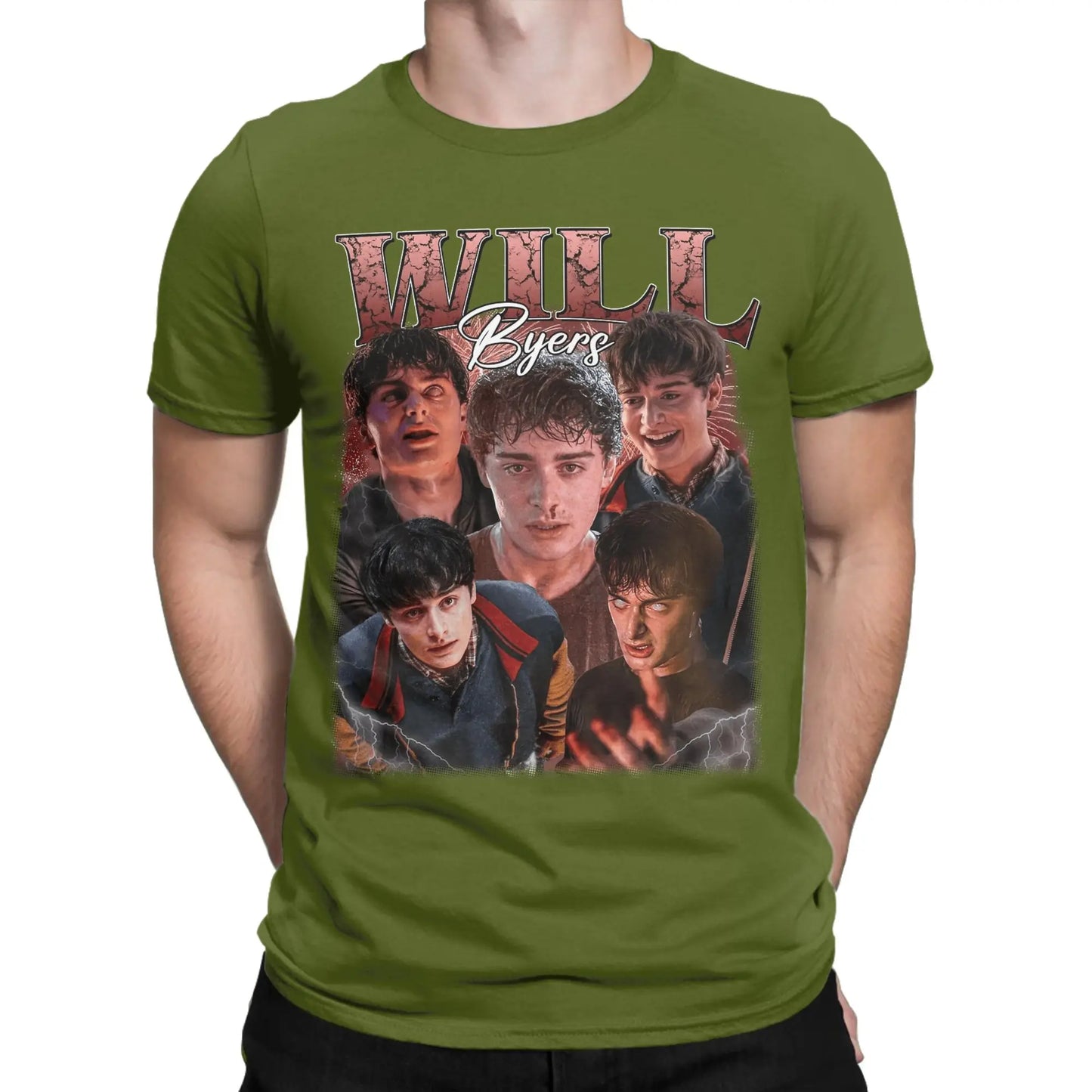 Men's Will Byers T Shirts TV Show 100% Cotton Clothes Vintage Short Sleeve O Neck Tee Shirt Gift Idea T-Shirts Peaceful Pleasures Health and Wellness army green 6XL