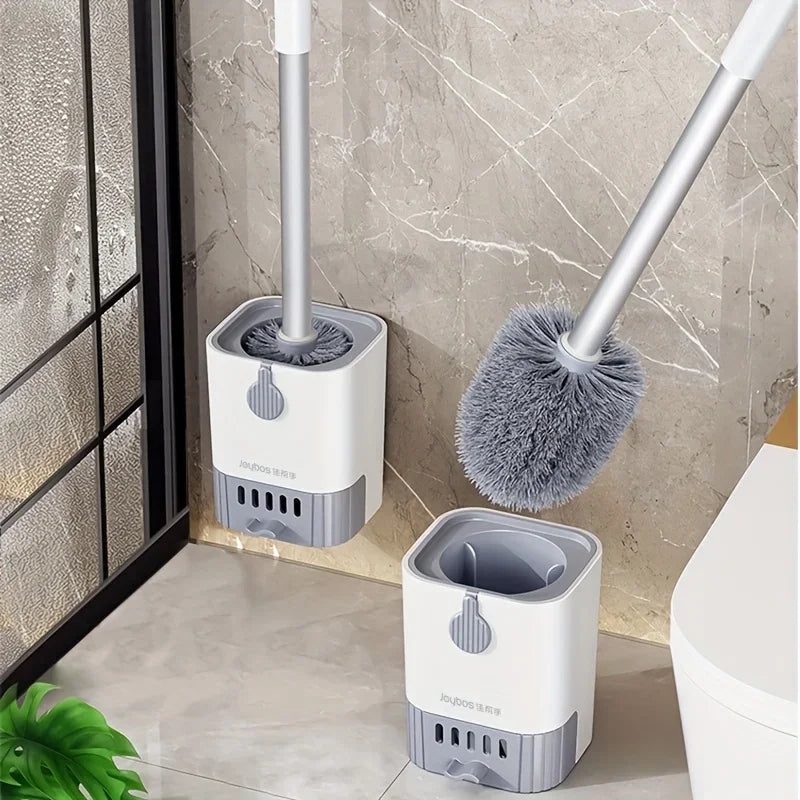 Wall-Mounted Toilet Brush Set with Flexible Long Handle Holder