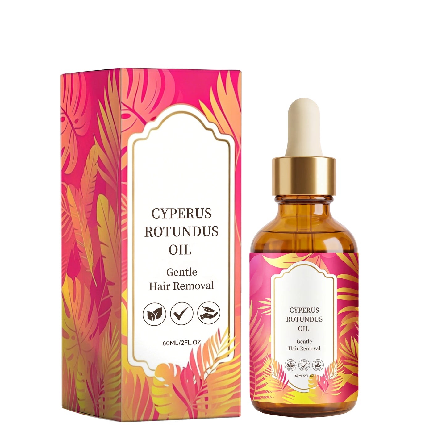 Natural Cyperus Rotundus Oil Removing Hair Moisturizing Sootheing Skin Improve Skin Texture Slow down Hair Growth Skin Care Oil Peaceful Pleasures Health and Wellness 60ml Boxed