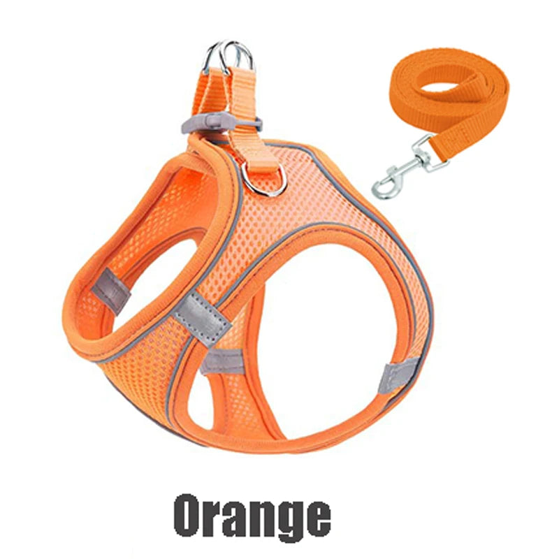 Reflective Dog Harness with Leash – Adjustable Vest XXXS–L