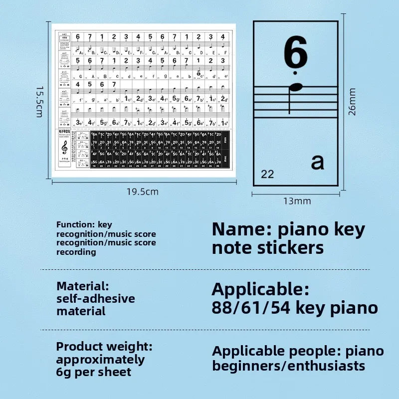 61 88 Key Piano-sticker Electronic Piano Sticker Staff Sheet Music