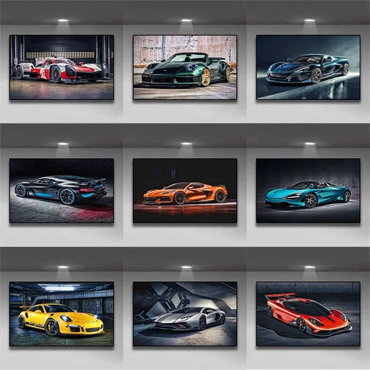 Supercar Canvas Wall Art | Sport Car Poster for Living Room Canvas Wall Art Peaceful Pleasures Health and Wellness