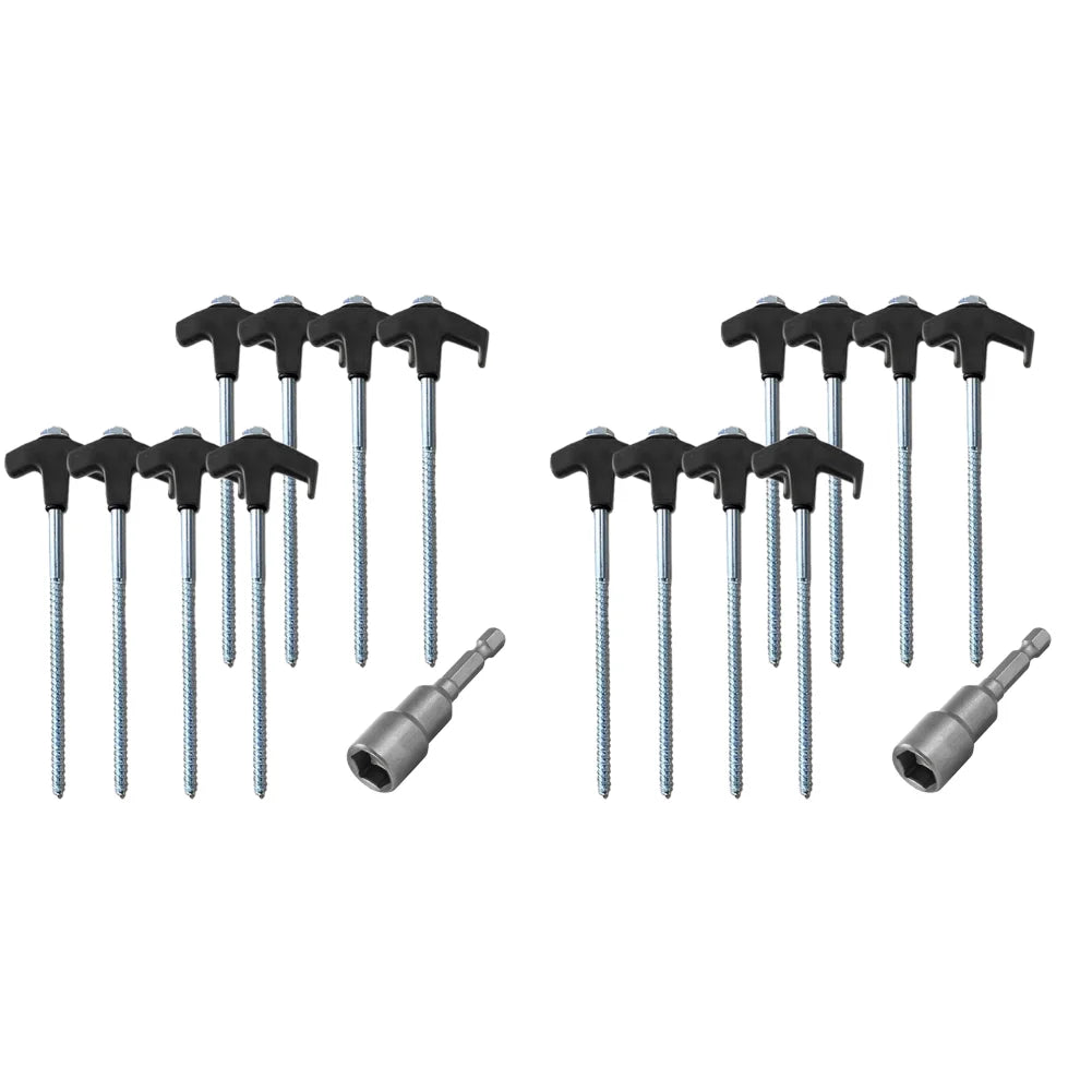 Screw Tent Stakes 8/16Pcs M8 Carbon Steel Spiral Pegs with Hex Socket Luminous Glow Head for Outdoor Camping Hard Ground Anchors Peaceful Pleasures Health and Wellness Black 16PCS