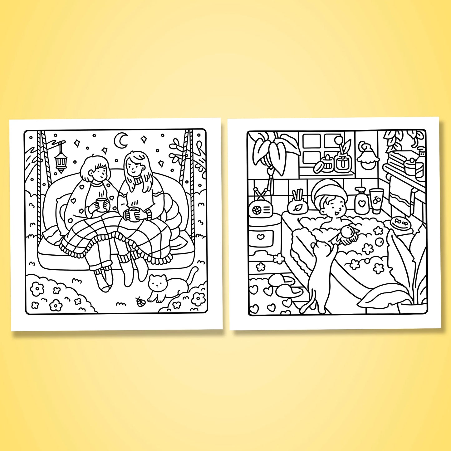 COZY GIRL FRIENDS Bold-easy Patterns Coloring Book Adults Cute