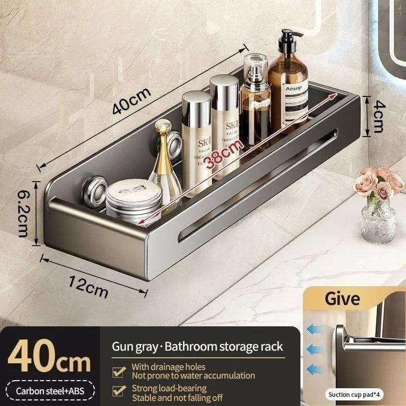 No-Drill Suction Cup Bathroom Shelf & Shampoo Holder Rack
