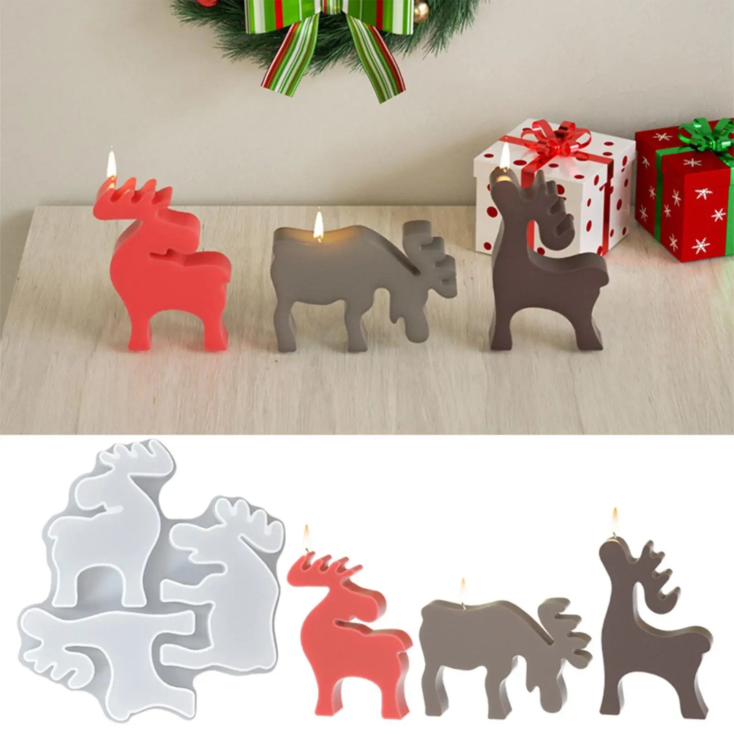 3D Reindeer Christmas Silicone Mold | Candy, Soap & Candle