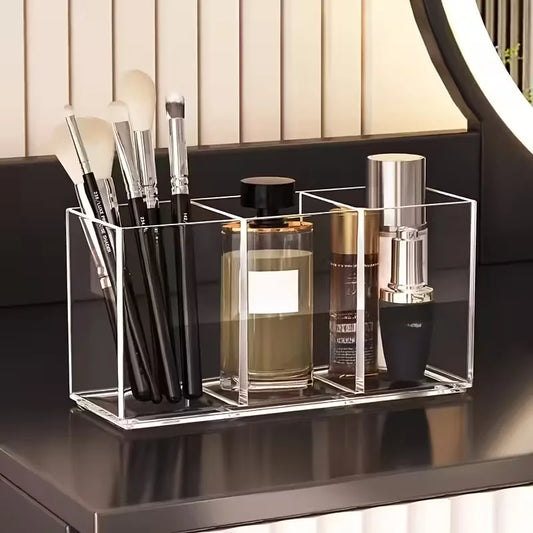 Clear Makeup Brush Holder Organizer – 1/2/3 Slot Vanity Storage Makeup Brush Organizer Peaceful Pleasures Health and Wellness