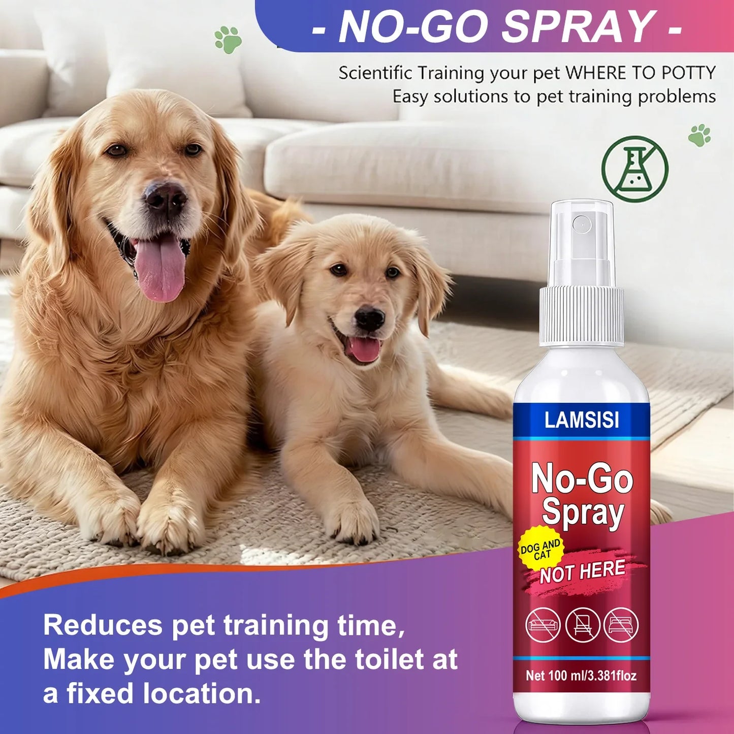 No-Go Spray for Dogs & Cats – 100ml Natural Pet Deterrent