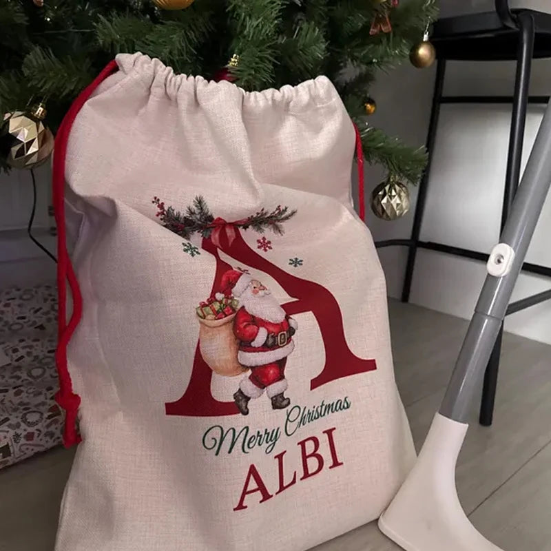 Personalized Santa Canvas Sack | Kids Christmas Gift Bag Personalized Gift Sack Peaceful Pleasures Health and Wellness