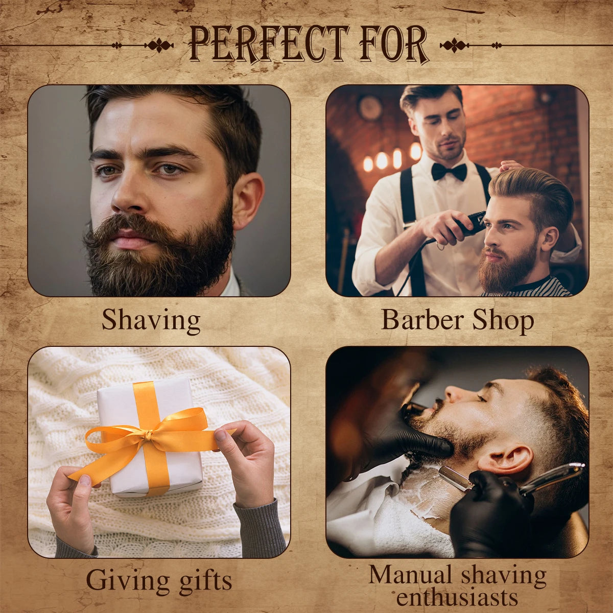 Gold Monkey Vintage Straight Razor,Professional Ultra-Thin Blade Folding Shaving Knife With Wooden Handle Knife For Barber Salon Peaceful Pleasures Health and Wellness