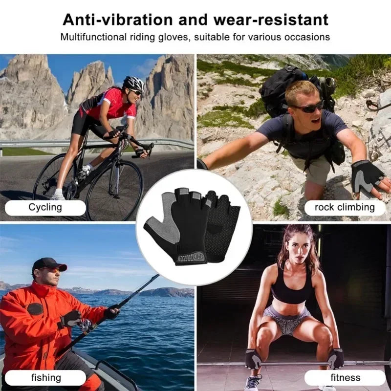 Fingerless Gym & Cycling Gloves – Anti-Slip, Men & Women Fingerless Cycling Gloves Peaceful Pleasures Health and Wellness